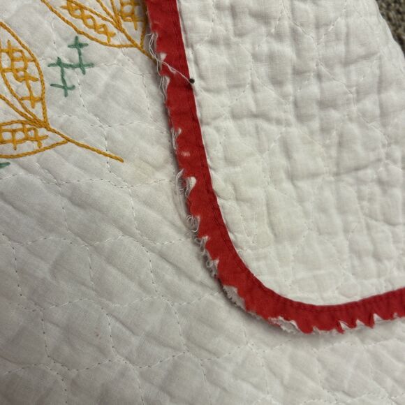 Vintage Baby Quilt Blanket Handmade Embroidered Chip & Dale Store Nuts Mushrooms - Picture 11 of 12